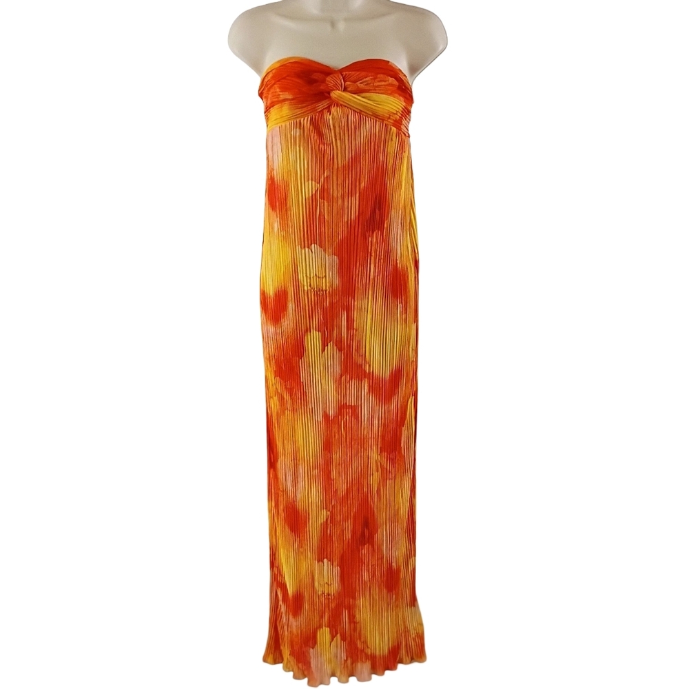 SHEIN Strapless Dress in Fiery Orange and Sunny Yellow